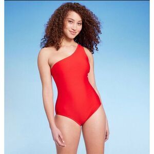 Kona Sol Red One-Shoulder Swim One Piece